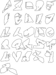 the alphabet is made up of different shapes and sizes, including letters that appear to be drawn