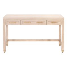 a white table with two drawers on it's sides and one drawer at the top