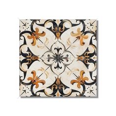 an artistic tile design with orange and black colors on white background, suitable for wall decoration or flooring