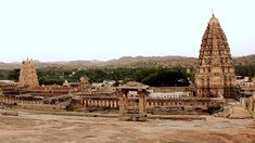 an aerial view of the ancient city of hampiya in india, with temples and buildings