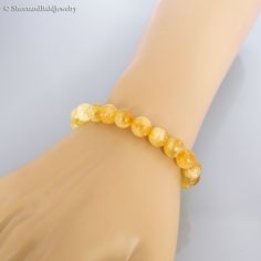 "❖ CITRINE: Natural approx. 7.5- 8mm gemstone ❖ ♥ Happiness ♥ Prosperity ♥ Generosity ♥ Creativity ♥ Pleasure ♥ Protection ♥ Strength ♥ Alignment ♥ Confidence ♥ Stability ♥ Moderation ♥ Energy ♥ Comfort ♥ Success ♥ Truth ♥ Goodness ♥ Warmth ♥ Digestion ♥ Assimilation ♥ Enjoyment of life ♥ Spiritual growth ❖ Durable Elastic Stretch Cord. ❖ The gemstones are natural, so you may see some variations. ❖ Your purchase will arrive attractively packaged and ready to give. ❖ Size ❖ Women Small: Fits 5.5\ Amber Crystal Healing Bracelet, Yellow Crystal Bracelets, Yellow Spiritual Gemstone Bracelets, Citrine Crystal Bracelet Gift, Spiritual Healing Citrine Bracelet, Elegant Yellow Citrine Bracelets, Yellow Citrine Spiritual Bracelets, Citrine Bracelet, Yellow Citrine