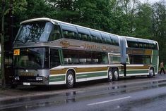 a double decker bus is parked on the side of the road in front of some trees