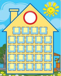 a poster with a house and sun on it