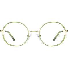 Show your chic subtle side in these luxe round glasses. The shiny gold eyeglasses is accented with just the right amount of floral print on the eyeglasses front as well as the interior of the temple arms. For added comfort the look is fitted with adjustable nose pads and plastic temple tips. | Zenni Women's Round Prescription Eyeglasses Green Floral Stainless Steel Gold Eyeglasses, Round Eyeglasses Frames, Diamond Face Shape, Rim Design, 30s Fashion, Diamond Face, Zenni Optical, Keke Palmer, Round Glasses