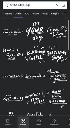 an iphone screen with writing on it and the words happy birthday written in different languages