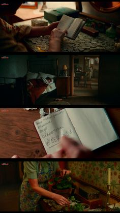 two different scenes from the same movie, one with a book and another with an open book