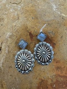 Post back earrings with faux stone and concho Measure approximately 2" long Chic Shack, Faux Stone, The Chic, Stone