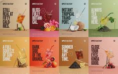 an image of different types of juices and drinks on the cover of this brochure