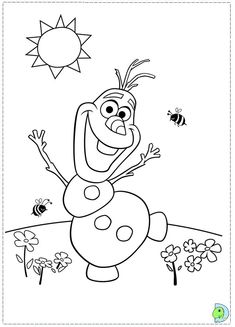 a cartoon character from the disney frozen world coloring page with bees and flowers in the background