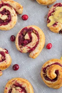 cranberry swirl pastries with butter on top