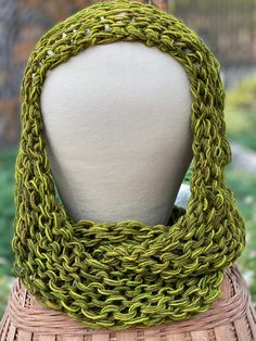 My own design of a mobius cowl/infinity scarf.  It's about 8 inches wide all around. Hand Knitted One-size Infinity Scarf, Hand Knitted One Size Infinity Scarf, Yarn Projects, Infinity Scarf, Grapevine Wreath, Grape Vines, Hand Knitting, 20 Cm, Crochet Necklace