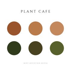 four different color palettes with the words plant cafe