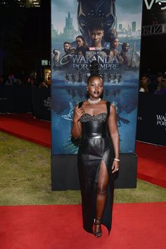 Lupita Nyong'o, 2022 Leather Halter Dress, Burberry Suit, Letitia Wright, Red Carpet Style