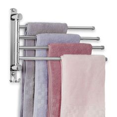 PRICES MAY VARY. STURDY & DURABLE- Made with rustproof materials and SUS304 stainless steel, this towel rack is corrosion-resistant, long-lasting and easy to clean. SPACE SAVER- Great solution for organizing towels in a small space. With four sturdy arms, you'll have extra storage for hand towels, washcloths, bags and more without taking up space. ROTATES 180°- Multiple swivel arms allows you to spread out the desired arms for easy drying, and swivel them back against the wall to save space. STY Organizing Towels, Toallero Ideas, Wall Towel Racks, Bilik Air, Wall Mounted Towel Holder, Bathroom Towel Rack, Wall Mounted Towel Rack, Bar Rack, Towel Organization