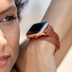 Make A Fashion Statement Every Place You Go! Get Tons Of Compliments Wearing Your Beautiful Bracelet Double Wrap 8mm Bronze Genuine Leather Strap With Adjustable Buckle Women Fashion Wristband For Apple Watch All Series Designed And Handmade By Simeon D Jewelry Studio Adjustable Size Bracelet Perfectly Tailored To Fit Your Wrist Not For Other Models. Apple Watch Is Not Included Everyday Gold Leather Strap Apple Watch Band, Everyday Gold Apple Watch Band With Leather Strap, Gold Leather Strap Apple Watch Band For Everyday, Modern Gold Apple Watch Band For Everyday, Gold Bracelet Strap Apple Watch Band, Adjustable Gold Apple Watch Band For Everyday, Adjustable Watch Bands For Everyday Use, Adjustable Everyday Apple Watch Band, Adjustable Rose Gold Apple Watch Band For Everyday