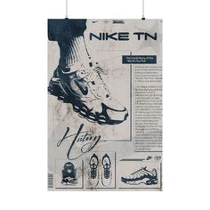 a poster with an image of a man's feet and shoes hanging on the wall