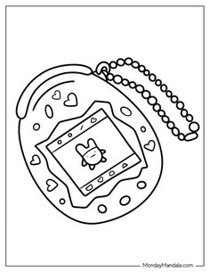 a coloring page with an image of a bag and beads on it, in black and white