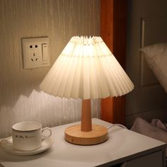 Usb Vintage Pleated Lamp Dimmable Korean Table Light With Led Bead White Warm Yellow For Bedroom Living Room Home Lighting Decor-Aria Doejay Korean Table, Pleated Lamp, Small Desk Lamp, Aesthetic Bedroom Decor, Wooden Table Lamps, Warm Yellow, Lighting Decor, Nightstand Lamp, Retro Lighting