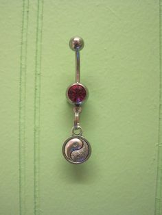 Belly Button Ring  Body Jewelry  Ying Yang with by BriellesJewels, $9.00 Body Jewerly, Yin Yang Charm, Belly Button Piercing Jewelry, Tooth Gems, Cool Ear Piercings, Jewelry Piercing, Belly Jewelry, Body Jewelry Piercing, Pink Gem