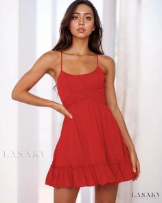 Lasaky - Elegant Dress with Alluring Camisole and Cascading Hemline Black Halter Maxi Dress, Elegant Attire, Halter Maxi Dresses, Skirt Skirt, Short Skirt, Types Of Skirts, Collar Dress, Elegant Dress, Olivia Mark