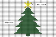 a cross stitch christmas tree with the words full stitch on it