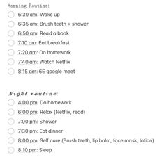 a white checklist with the words morning routine and sleep schedule on it's side