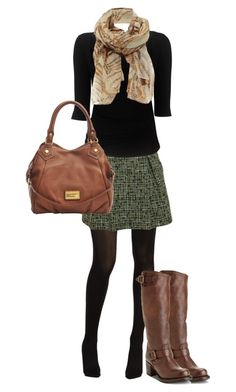 "Tweed Skirt" by jillscribbles ❤ liked on Polyvore featuring Hue, Chanel, Vivienne Westwood Anglomania, Frye, Marc by Marc Jacobs, Jane Norman and tweed skirt Brown Purse, Van Cleef Arpels, Casual Winter Outfits, 가을 패션, Outfit Casual