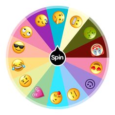 the spin wheel has many different emoticions on it