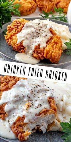 chicken fried chicken with country gravy Chicken Fried Chicken, One Pot Dinners, Diner Recept, Fried Chicken Recipes, Chicken Fried, Deilig Mat, Chicken Dishes Recipes, Idee Pasto Sano, Chicken Breast Recipes