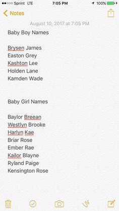 the baby boy names list is displayed on an iphone