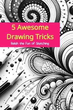 5 Awesome Drawing Tricks Doodle Tutorial Step By Step, Unusual Drawings, Easy Line Art, Zentangles Designs, Tangled Doodles, Optical Illusions Drawings, Trending Artwork, Drawing Tricks