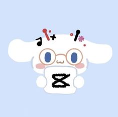 an animal with glasses and the number eight on it's face is shown in front of a blue background