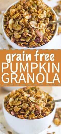 grain free pumpkin granola in a white bowl