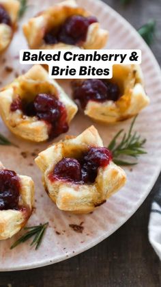 baked cranberry and brie bites on a plate