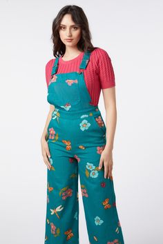 Floral printed overall - a dazzling collection of delicate bugs & lovely blossoms - a semi fitted bib a and brace style overall - straight cut leg - adjustable crossover back straps - side pockets - made of a soft cotton drill - available in teal Product Code: PGFV089127 Spring Overalls With Adjustable Straps, Spring Bib Front Overalls With Adjustable Straps, Spring Shortalls With Adjustable Straps, Spring Overall Shortalls With Adjustable Straps, Spring Blue Overalls With Adjustable Straps, Blue Overalls With Adjustable Straps For Spring, Spring Fitted Overalls With Adjustable Straps, Spring Floral Print Overalls, Floral Print Spring Overalls