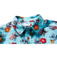 Add a little Disney magic to a hot and sunny day. This short sleeve button-down shows off your kid's favorite Disney character against a vividly colorful Hawaiian print background. With its fun tropical design and comfortable feel, let your kid go on an adventure with Mickey Mouse, Stitch from Lilo and Stitch, and Simba from The Lion King. Hakuna Matata! Boys Hawaiian Shirt, Hawaiian Print, Disney Lilo, Button Down Dress, Adventures By Disney, Fabric Tape, Tropical Print, Staple Pieces, Favorite Child