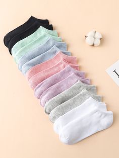 14pairs Solid Ankle Socks Multicolor    Fabric Plain    Women Socks & Hosiery, size features are:Bust: ,Length: ,Sleeve Length: Short Socks Women, Solid Socks, Ankle Socks Women, Sport Dress, Colorful Socks, Short Socks, Socks And Hosiery, Clothes Collection, Ankle Socks