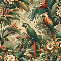 an image of parrots in the jungle