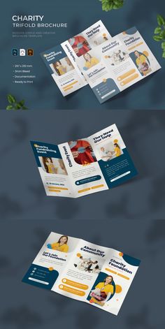 three fold trifold brochure mockup with photoshopped images and text