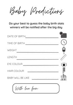 the baby dedication card is shown in black and white