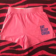 Pink Shorts With Blue Bling “Eat Sleep Cheer” Cheer Practice, Cheer Stuff, Pj Shorts, Girly Accessories, Pink Shorts, Eat Sleep, Kids Bottoms, Pink Blue, Kids Shop