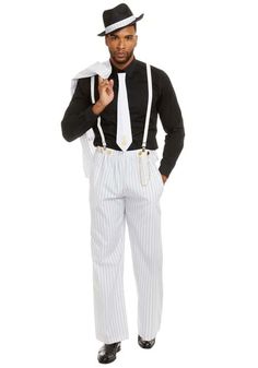 Do you feel like you were born in the wrong era? Do you wish you had a time machine? Well, until we get that figured out, step back in time to the roaring 20s with the Zoot Suit Riot Costume for Men! This iconic costume suit will transform you into a classic gangster from the era and make you stand out at any costume party. White Fedora Hat, Mens Black Shirt, Halloween Fancy Dress, Mens Halloween Costumes