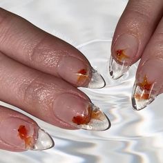 Goldfish Nails, Fish Nail Art, Fish Nails, Soft Nails, Fire Nails