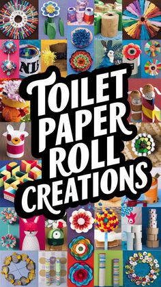 the cover of toilet paper roll creations is shown in many different colors and sizes, including black