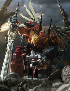 Predaking and Megatron. Transformers Predaking, Predaking Transformers, Transformers Combiners, Transformers Figures, Optimus Prime Art, Original Transformers, Bike Toy, Transformers Masterpiece