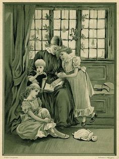 size: 12x9in Art Print: Mother and Children C1875 : Mother And Baby Art, Victorian Mother, Mother And Children, A0 Poster, Window Seats, Vintage Oil Painting, Baby Art, Art Themes, Mother And Baby