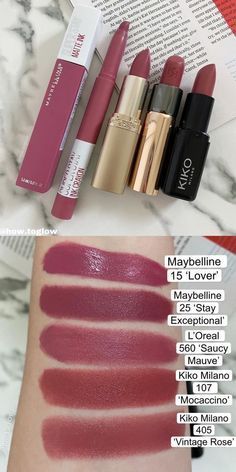 Different Lipstick Styles, Maybelline Nude Lipstick Shades, Best Mauve Lipstick, Loreal Lipstick Swatches, Loreal Lipstick Shades, Mauve Lipstick Makeup, Maybelline Lipstick Swatches, Maybelline Lipstick Shades, Pretty Lipstick