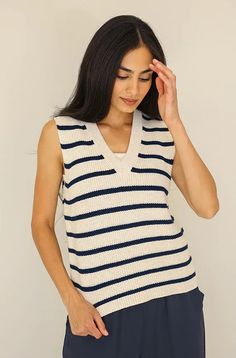 Dixie Navy Striped Vest Quality online women’s modest clothing & accessories boutique. Everything you need at unbeatable prices. Modest dresses Modest bridesmaid dresses, modest missionary dresses, plus size modest fashion, xs-4xl sizes, modest fashion for all bodies, mother of the bride dresses Modest swim designs. One pieces, tankinis, midkinis, and more! Striped Vest, Dressy Sweaters, Fall Vest, Striped Vests, Modest Bridesmaid Dresses, Women's Vest, Crochet Vest, Interview Outfit, Winter Outfits For Work