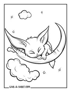 a cat sleeping on the moon with clouds