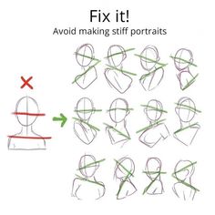 how to draw the head and shoulders in different ways